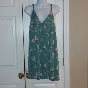 O'Neill Felix Floral Tank Mini  Dress Coverup beach party -Teal  Sz L  NWT